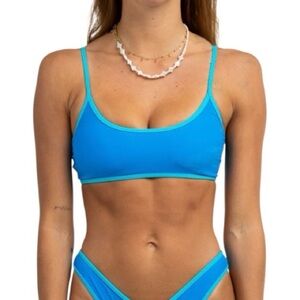 Honey Swim Tide Bralette Bikini Top Small Blue Reef Nylon Retro Sport Adjustable